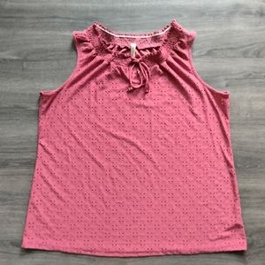 PerSeption Women Eyelet Salmon Coral Sleeveless Blouse Tank Top Plus Size 3X